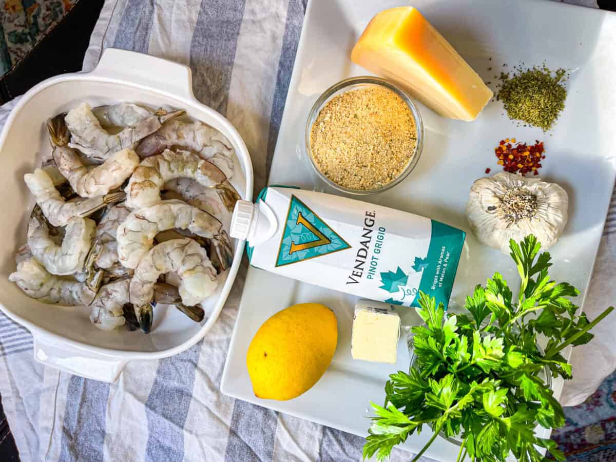 Ingredients for shrimp oreganato.