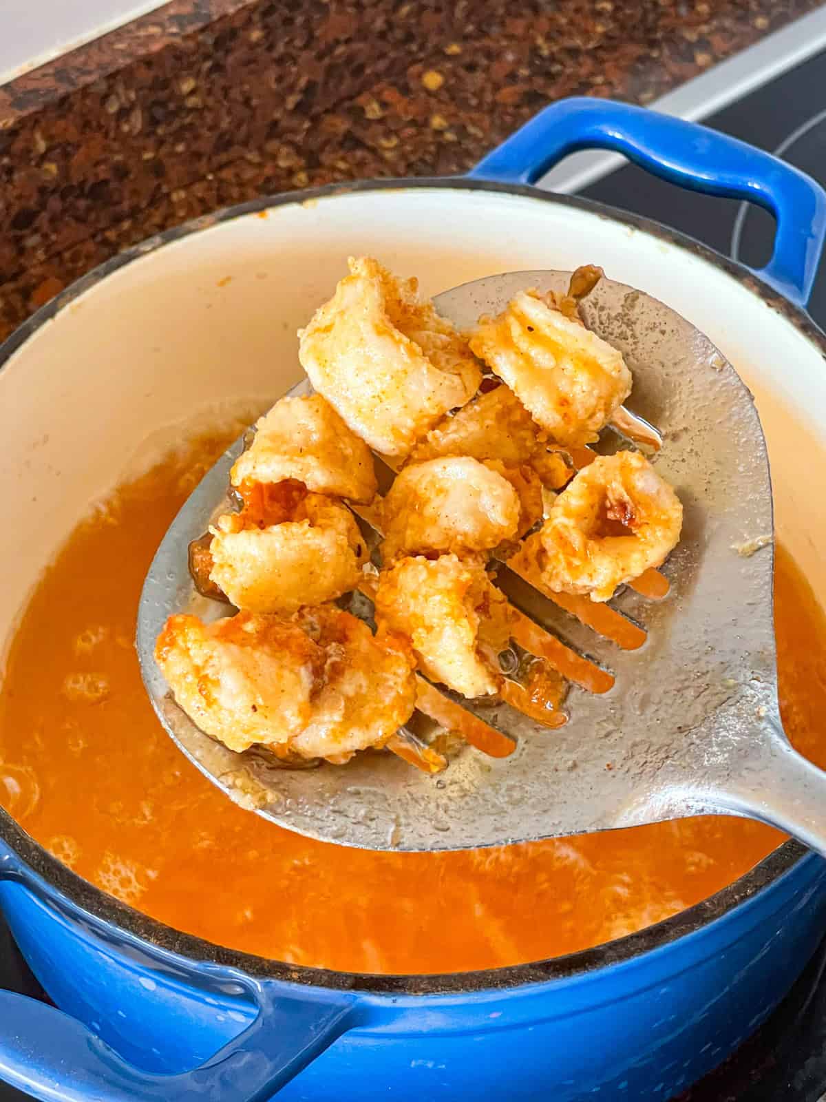 hot calamari pulled out of the oil.