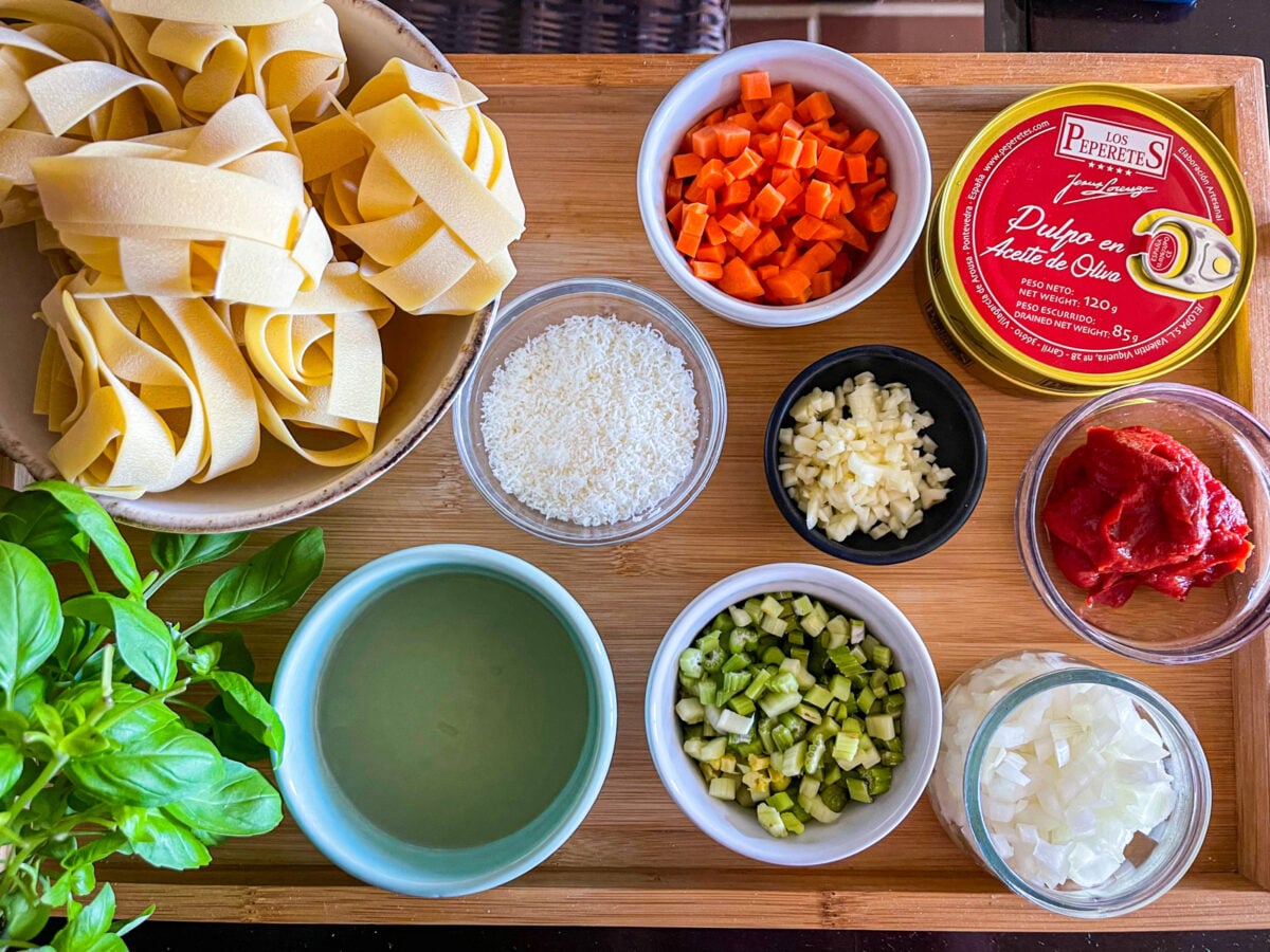 Ingredients for Octopus ragu.
