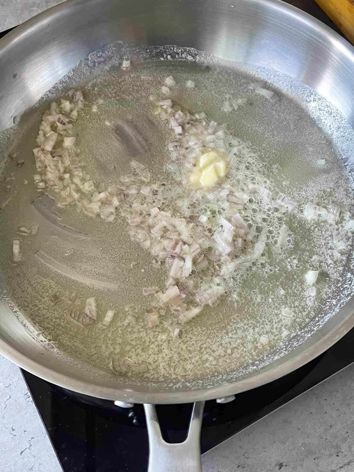 garlic and shallot cooked in butter.