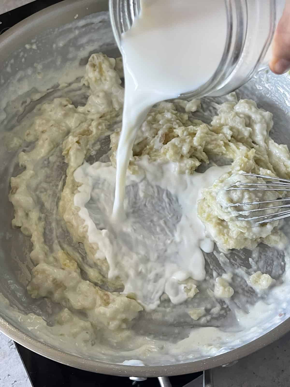 milk added to ingredients for masa.