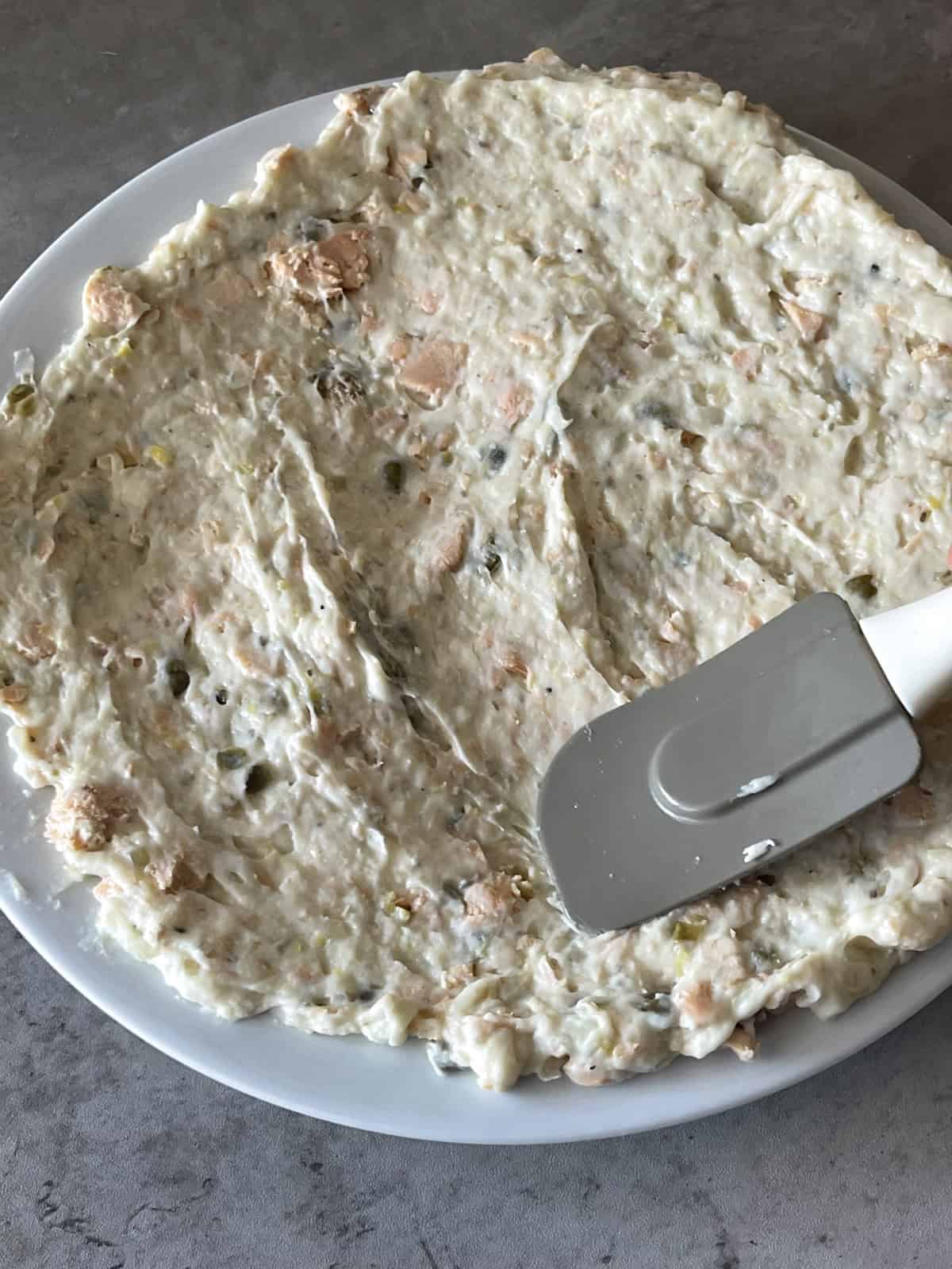masa spread over plate.