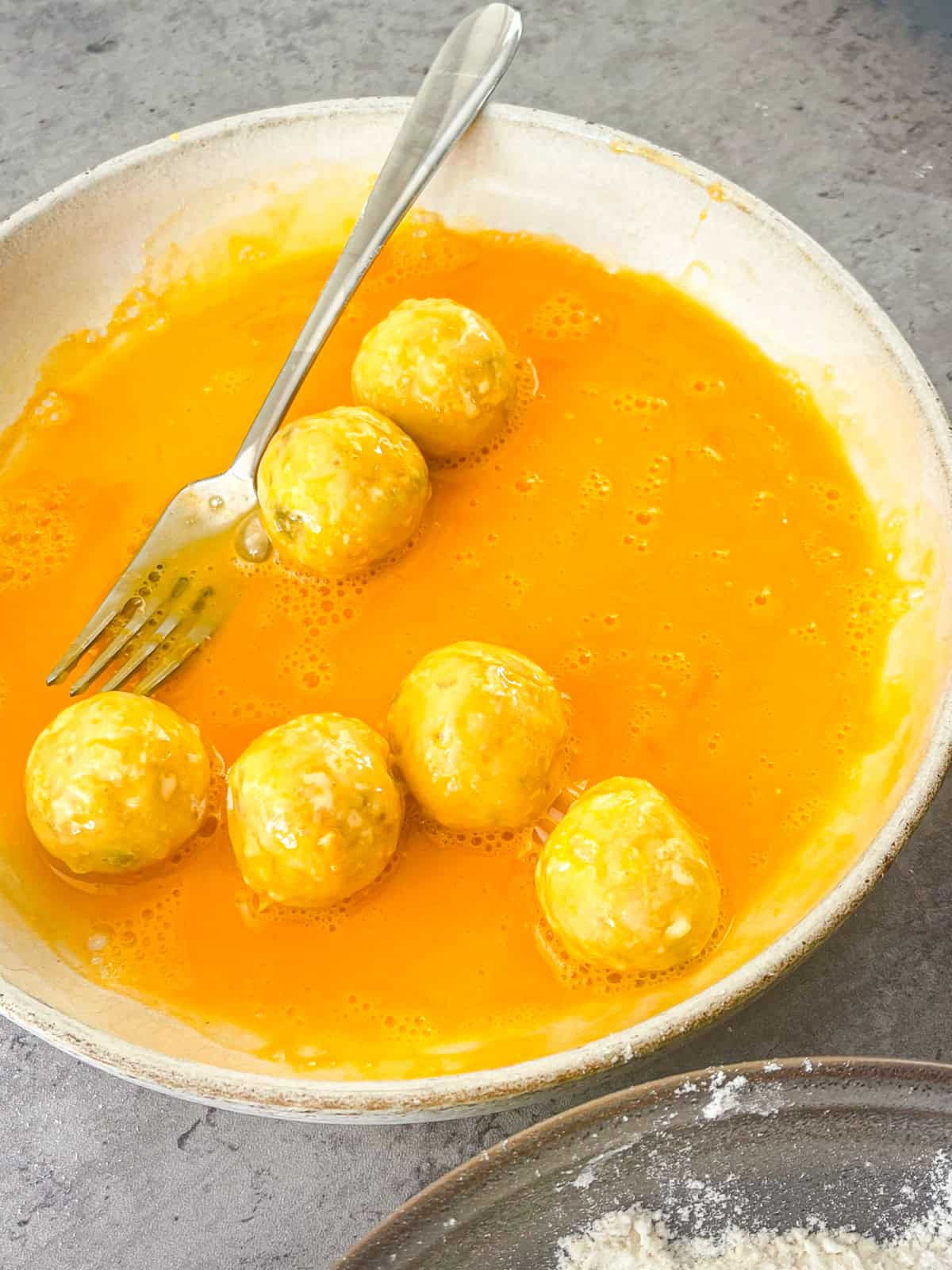 croquetas breaded in flour, and egg.
